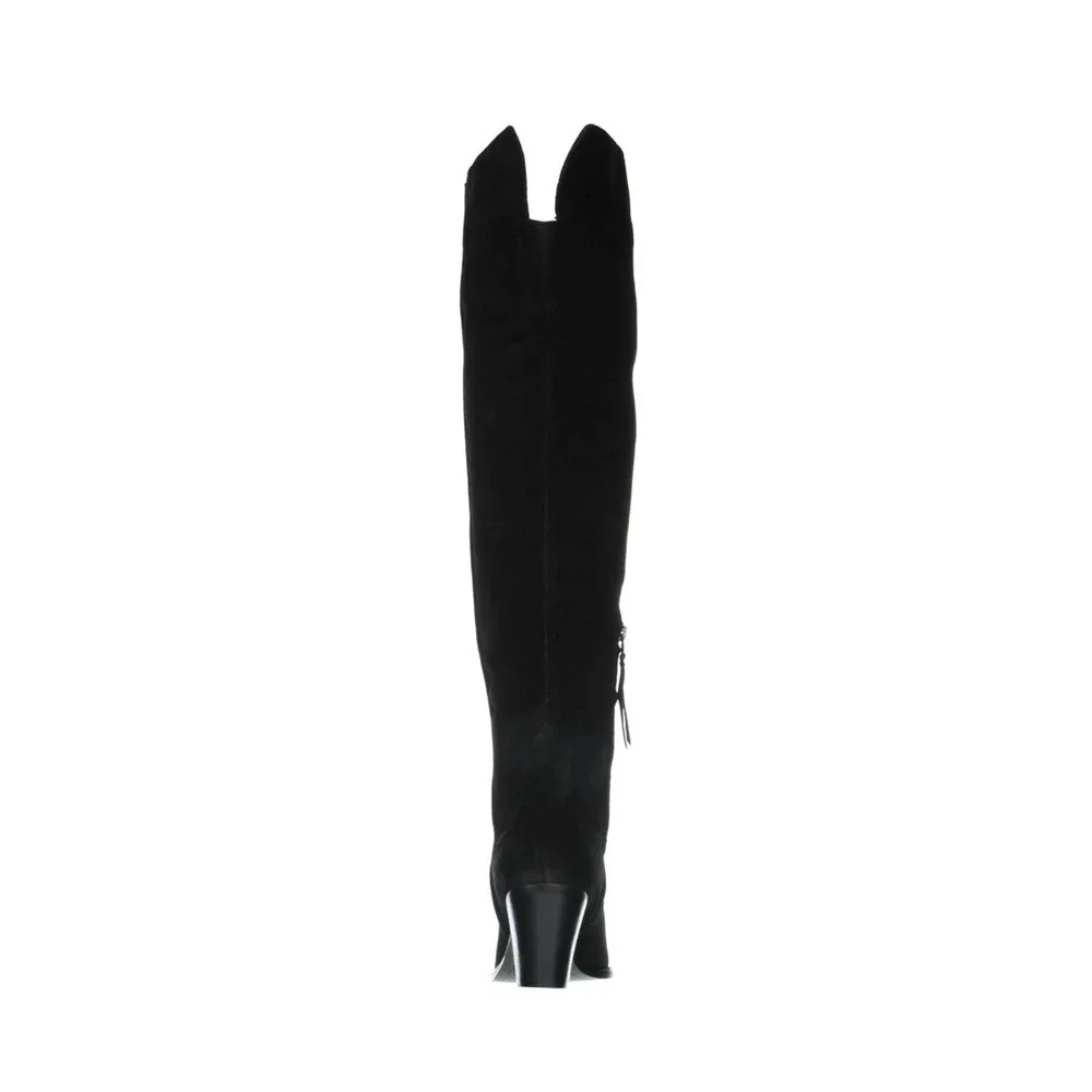 Sam Edelman Julee Black Suede Over Knee Pointed Toe Block Heel‎ Boots Womens 6